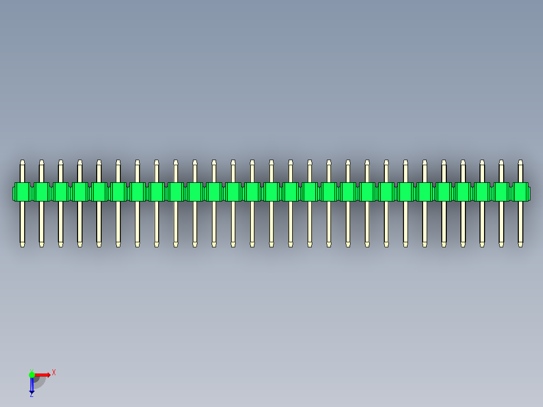 彩色公头100mil（2.54mm）系列-DS1021_green_1x27p_100mil_Type1_rev1.0俯视图