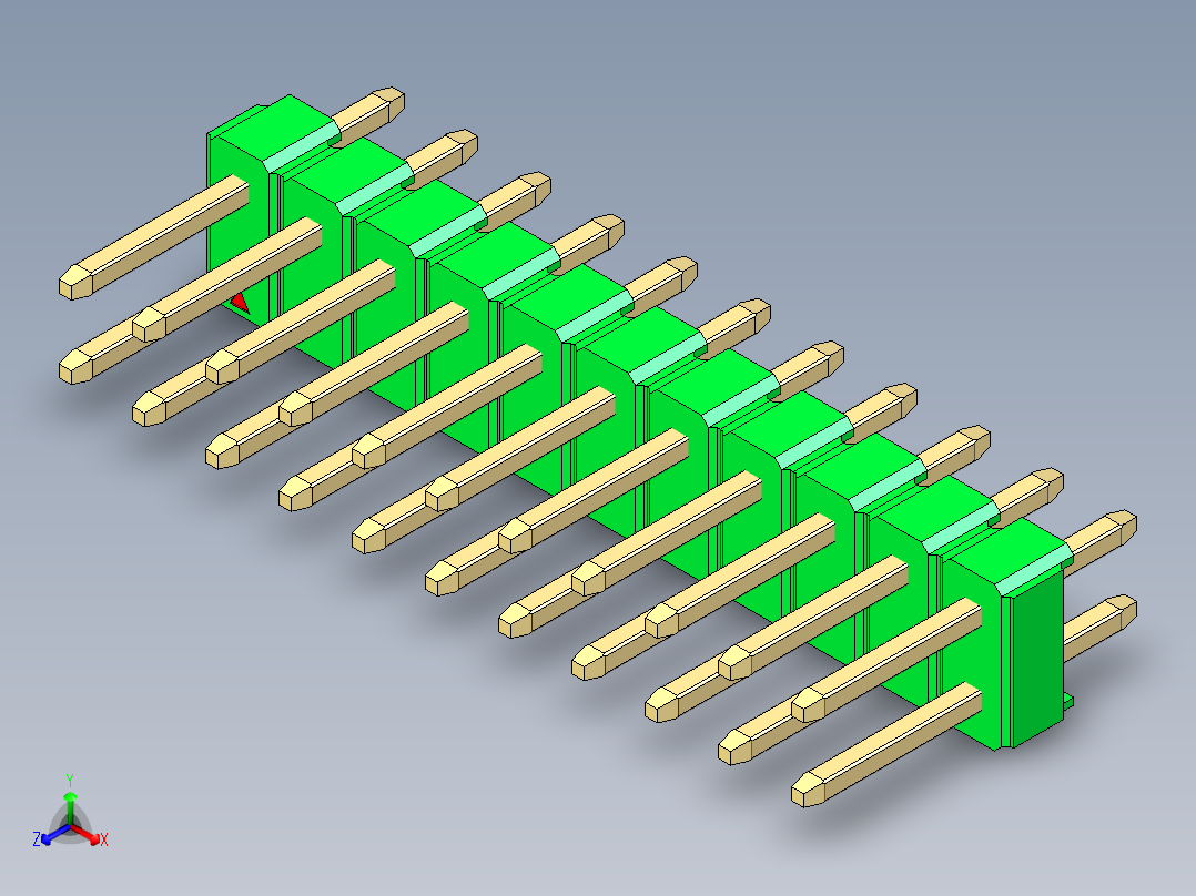 彩色公头100mil（2.54mm）系列-DS1021_green_2x11p_100mil_Type1_rev1.0