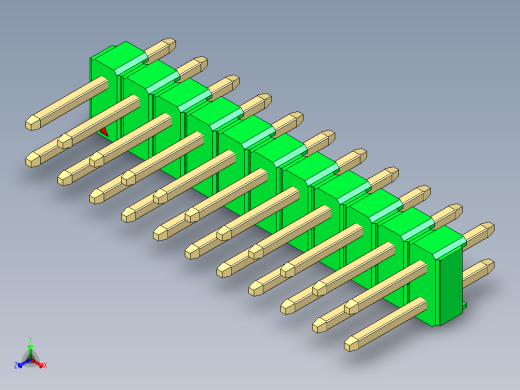 彩色公头100mil（2.54mm）系列-DS1021_green_2x11p_100mil_Type1_rev1.0