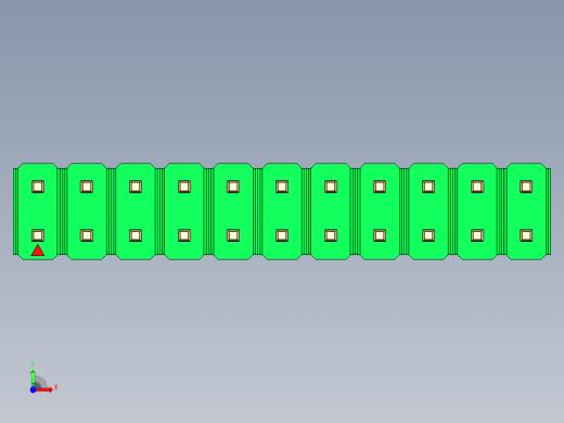 彩色公头100mil（2.54mm）系列-DS1021_green_2x11p_100mil_Type1_rev1.0前视缩略图