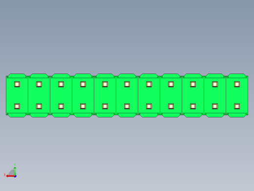 彩色公头100mil（2.54mm）系列-DS1021_green_2x11p_100mil_Type1_rev1.0后视缩略图
