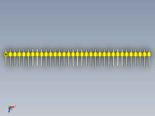 彩色公排针 100mil 2.54mm 系列-DS1022_yellow_1x33p_100mil_TypeD_rev1.0俯视缩略图