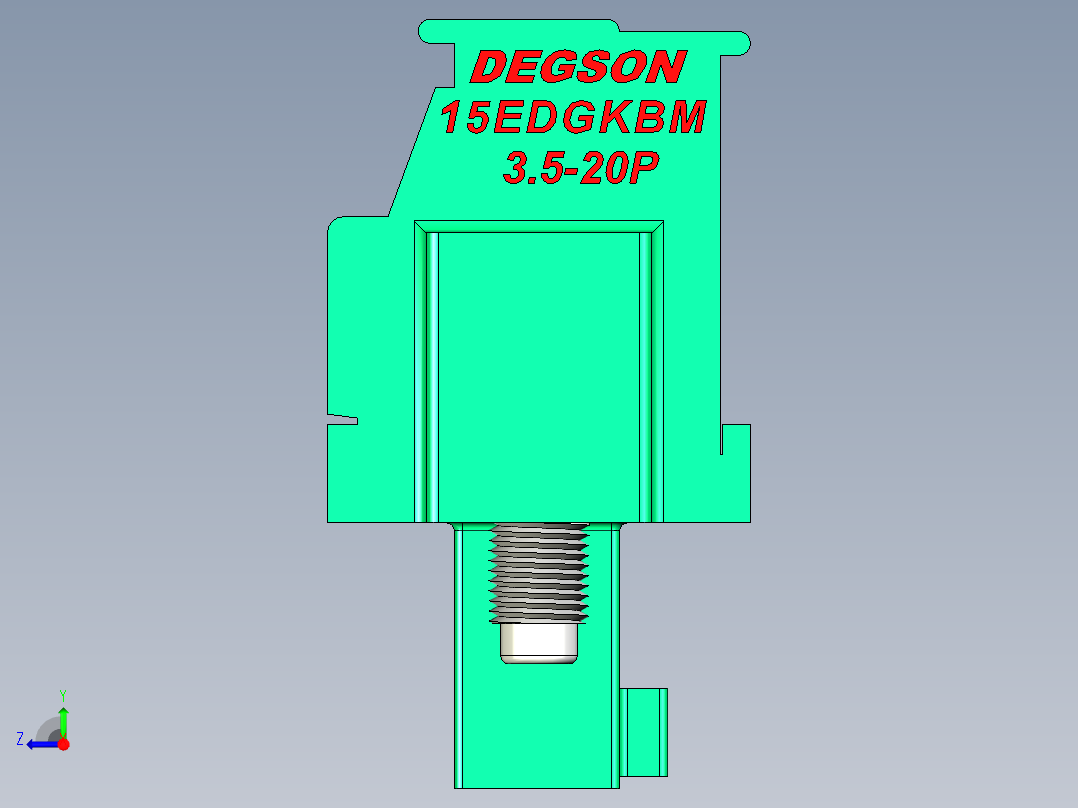 DEGSON 15EDG（公头） 3.5mm 螺钉锁紧，插拔式接线端子 FullPack-15EDGKBM-3.5-20P-14-00AH右视图