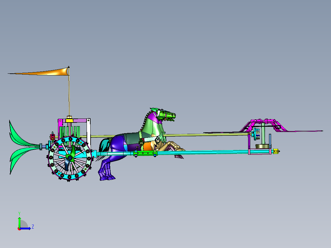 达芬奇经典木艺机械镰刀战车左视图