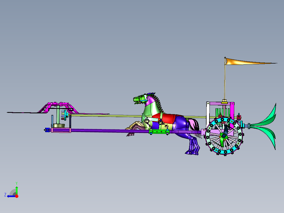 达芬奇经典木艺机械镰刀战车右视图
