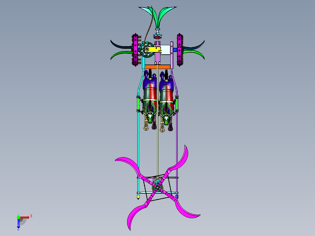 达芬奇经典木艺机械镰刀战车俯视图