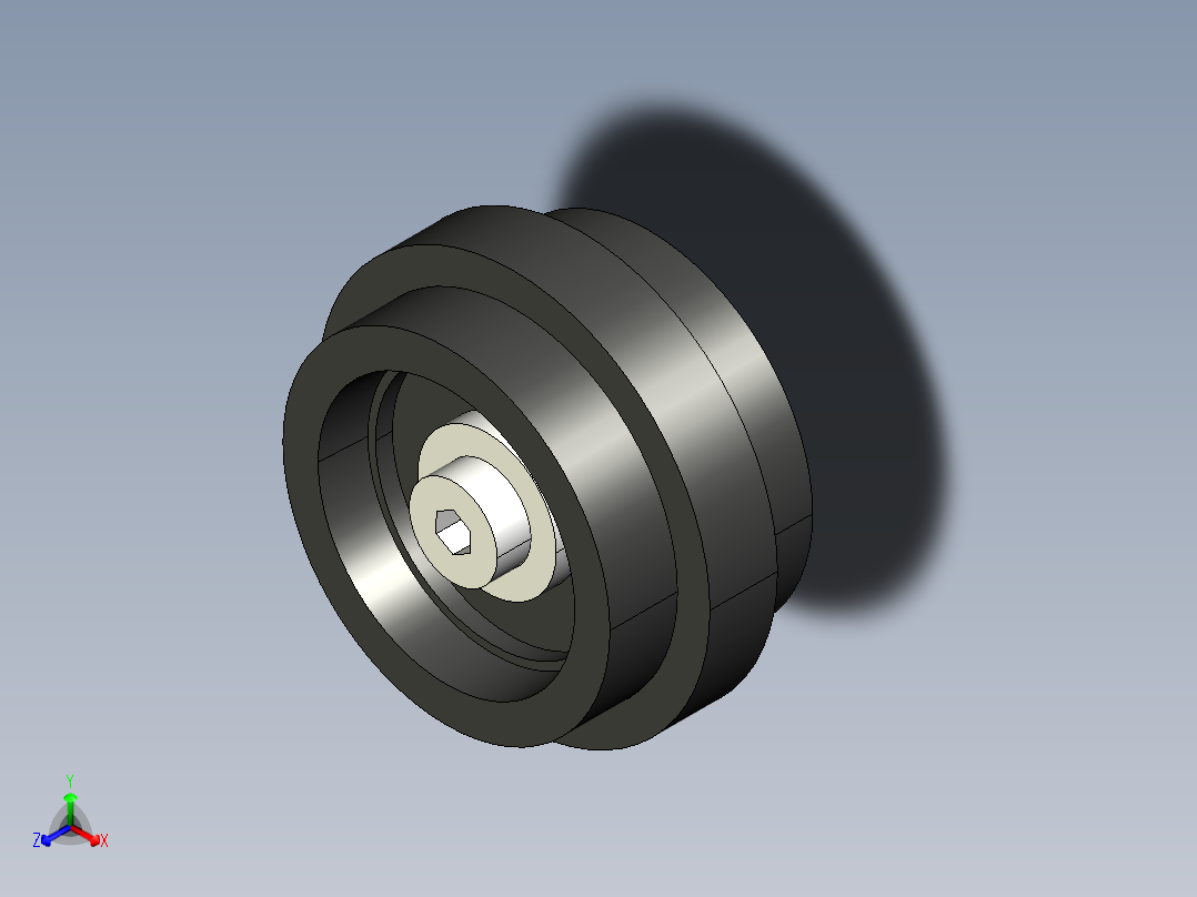 型材-KJN SUPPORT WHEEL WITH CENTRE SUPPORT KJN218940正等轴测图