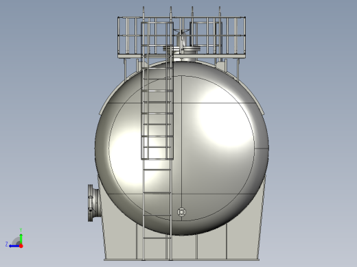 石油和天然气储罐压力容器3D数模图纸 STEP格式右视缩略图