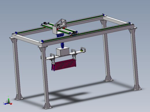桁架式锂电池吊装搬运机构SW三维模型资料