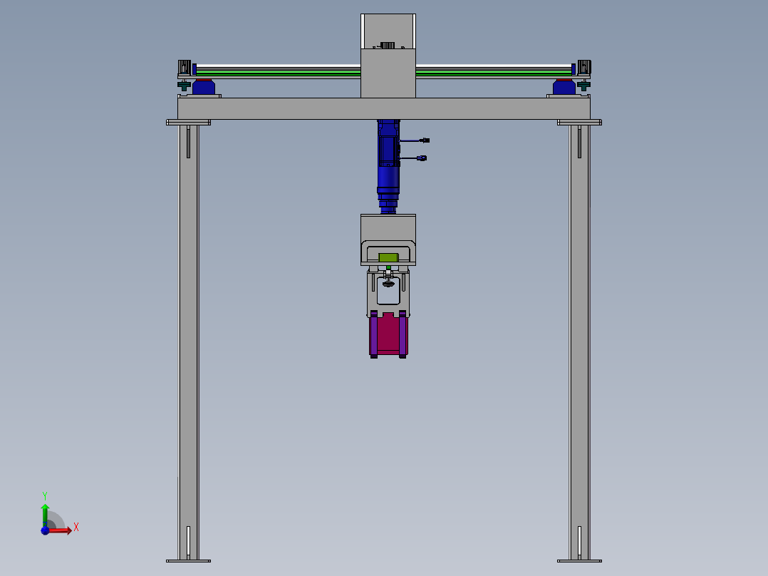 桁架式锂电池吊装搬运机构SW三维模型资料前视图