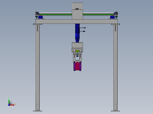 桁架式锂电池吊装搬运机构SW三维模型资料前视缩略图