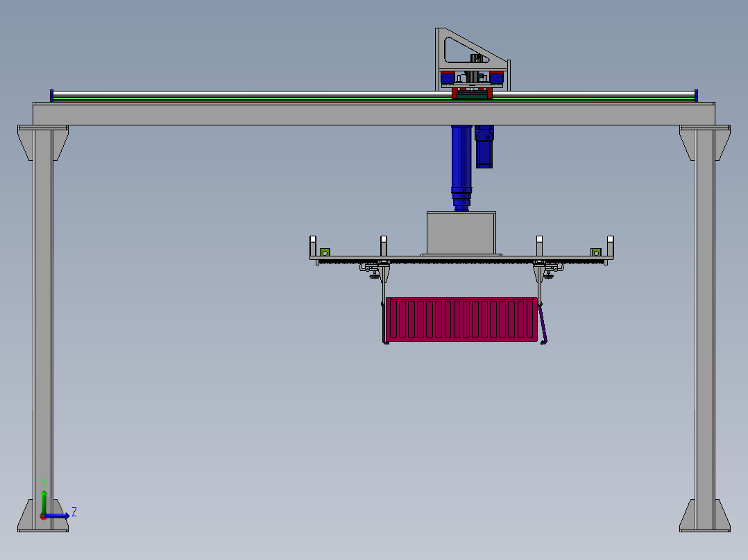 桁架式锂电池吊装搬运机构SW三维模型资料左视图