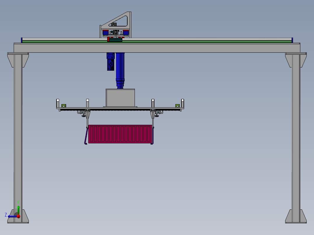 桁架式锂电池吊装搬运机构SW三维模型资料右视图