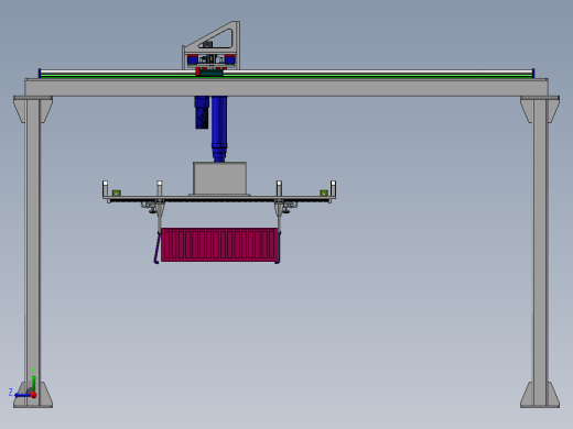 桁架式锂电池吊装搬运机构SW三维模型资料右视缩略图