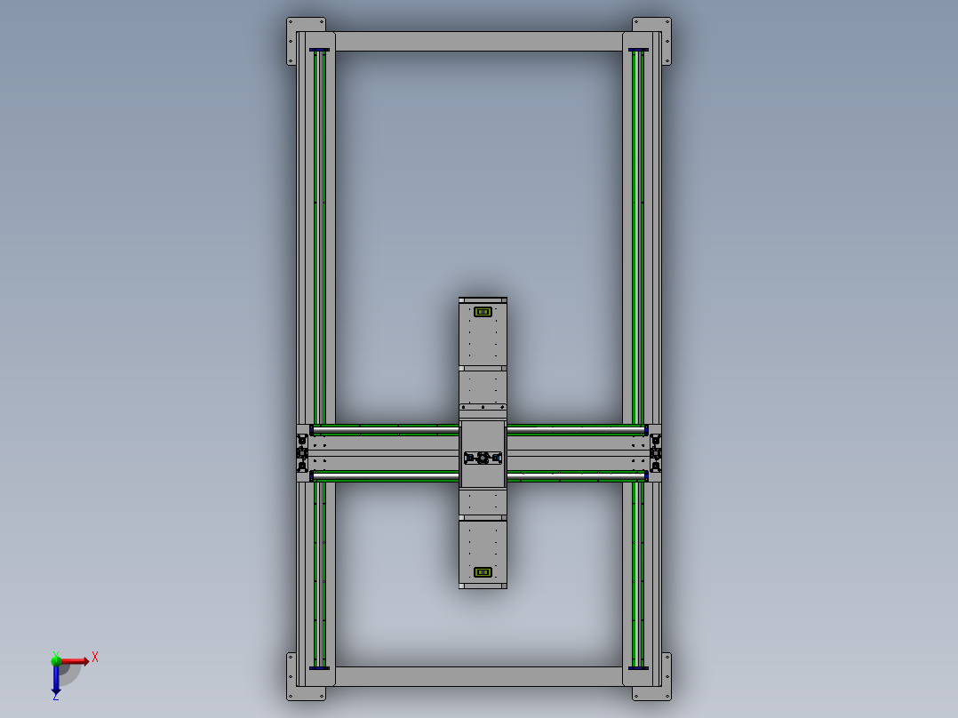 桁架式锂电池吊装搬运机构SW三维模型资料俯视图