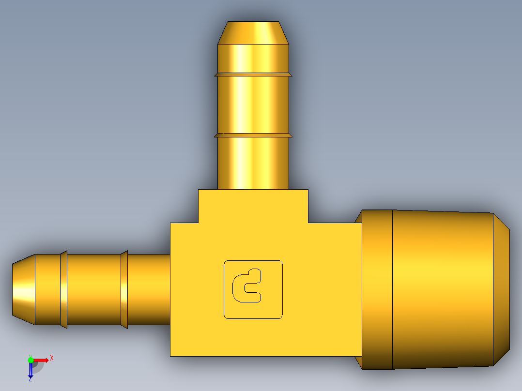 工业通用螺蚊管倒齿式工业硬管接头Male Run Tee 231-4-2俯视图