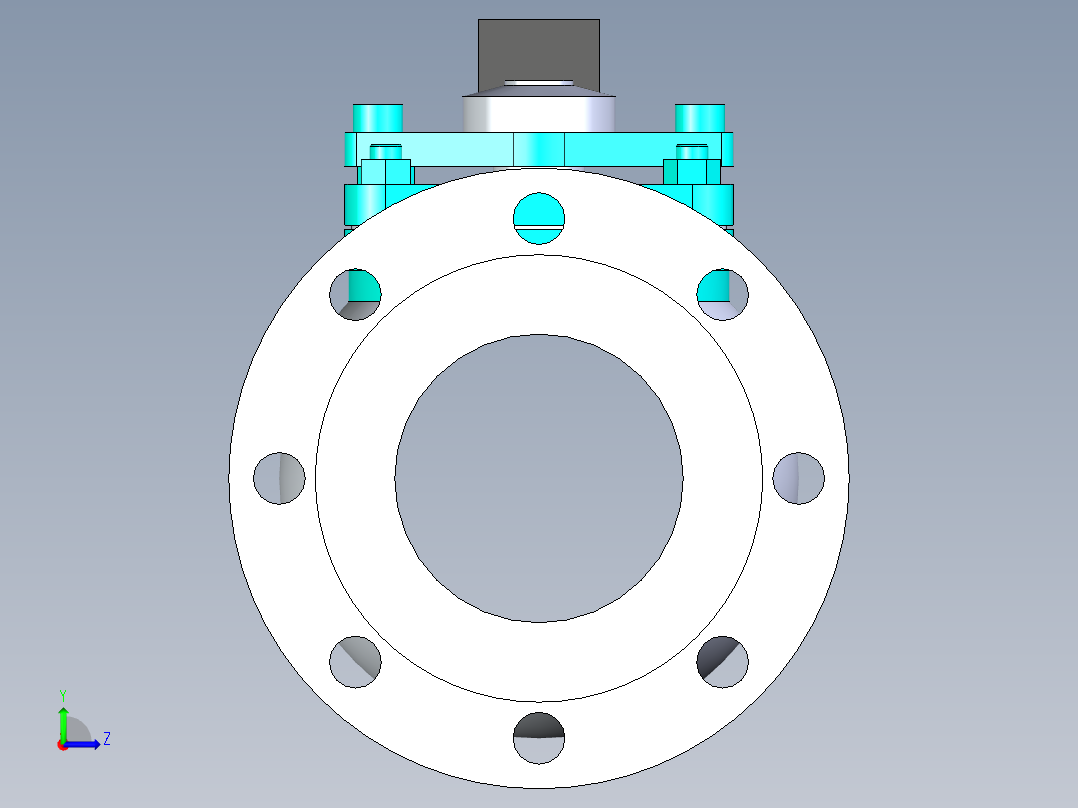 管道手动球阀-水管开关阀-手动阀门法兰连接球阀[100]左视图