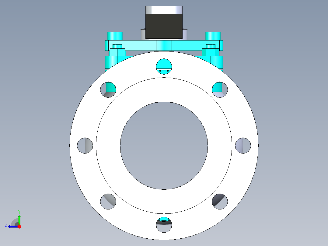 管道手动球阀-水管开关阀-手动阀门法兰连接球阀[100]右视图