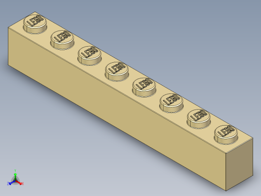 乐高套装 4421基本积木-4159774 Brick Yellow - Tan Brick 1 x 8.STEP正等轴测缩略图