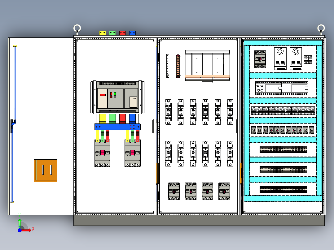 三柜组装万能断路器plc控制柜（不带延时） 55249前视图