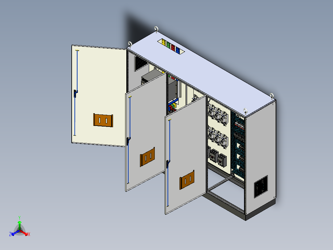 三柜组装万能断路器plc控制柜（不带延时） 55249正等轴测图