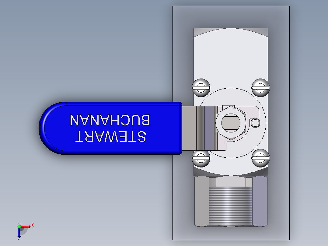 2款BVA1-ZB型面板安装单球阀模型俯视图