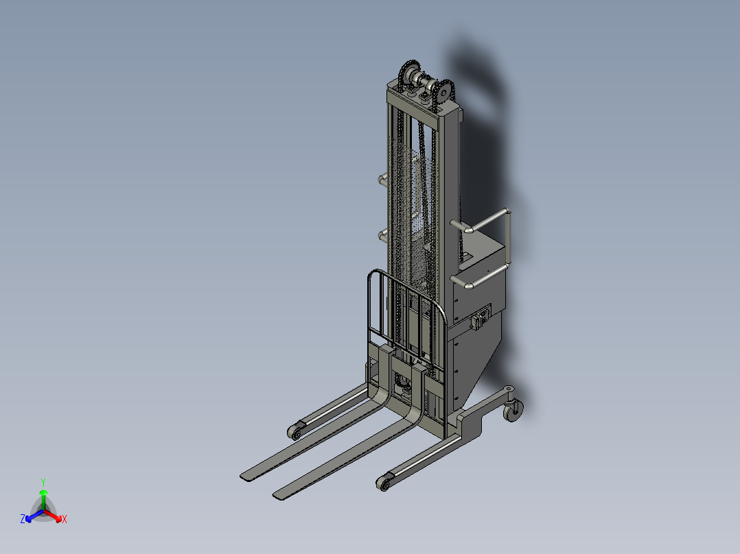 蓄电池叉车1吨仓储便携式小型电动搬运车主视图