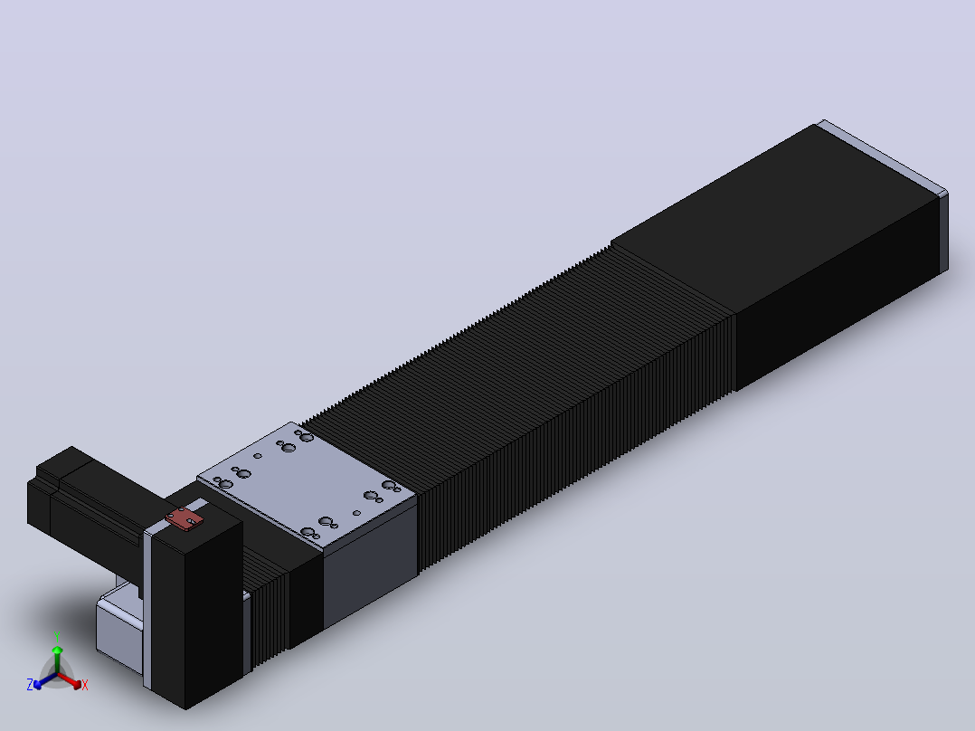 直线模组DMBF100-LUCR（电机左上折）[DMBF100-L45S500-DT400-A2U-LUCR]正等轴测图