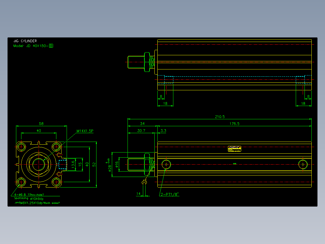 治具气缸2D-JD40x150-B