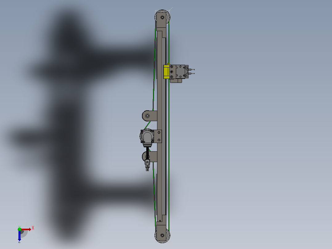 同步带传动的移栽机构俯视图