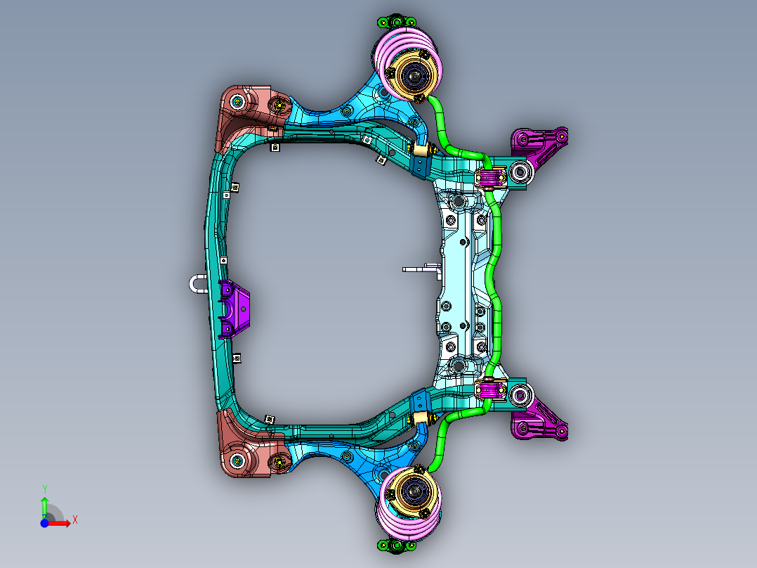 三厢轿车麦弗逊式独立前悬架前视图