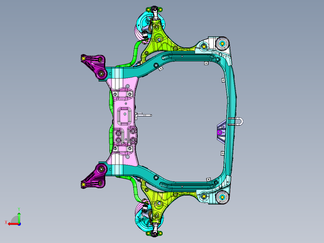 三厢轿车麦弗逊式独立前悬架后视图