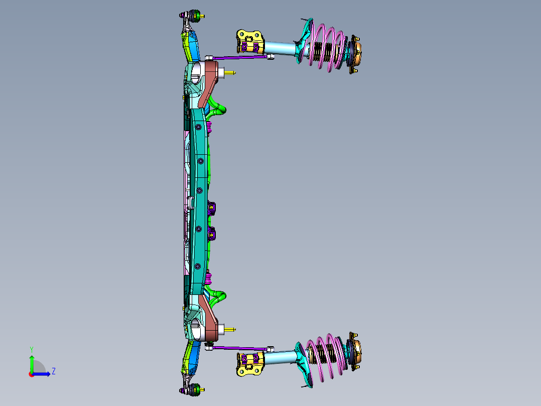 三厢轿车麦弗逊式独立前悬架左视图