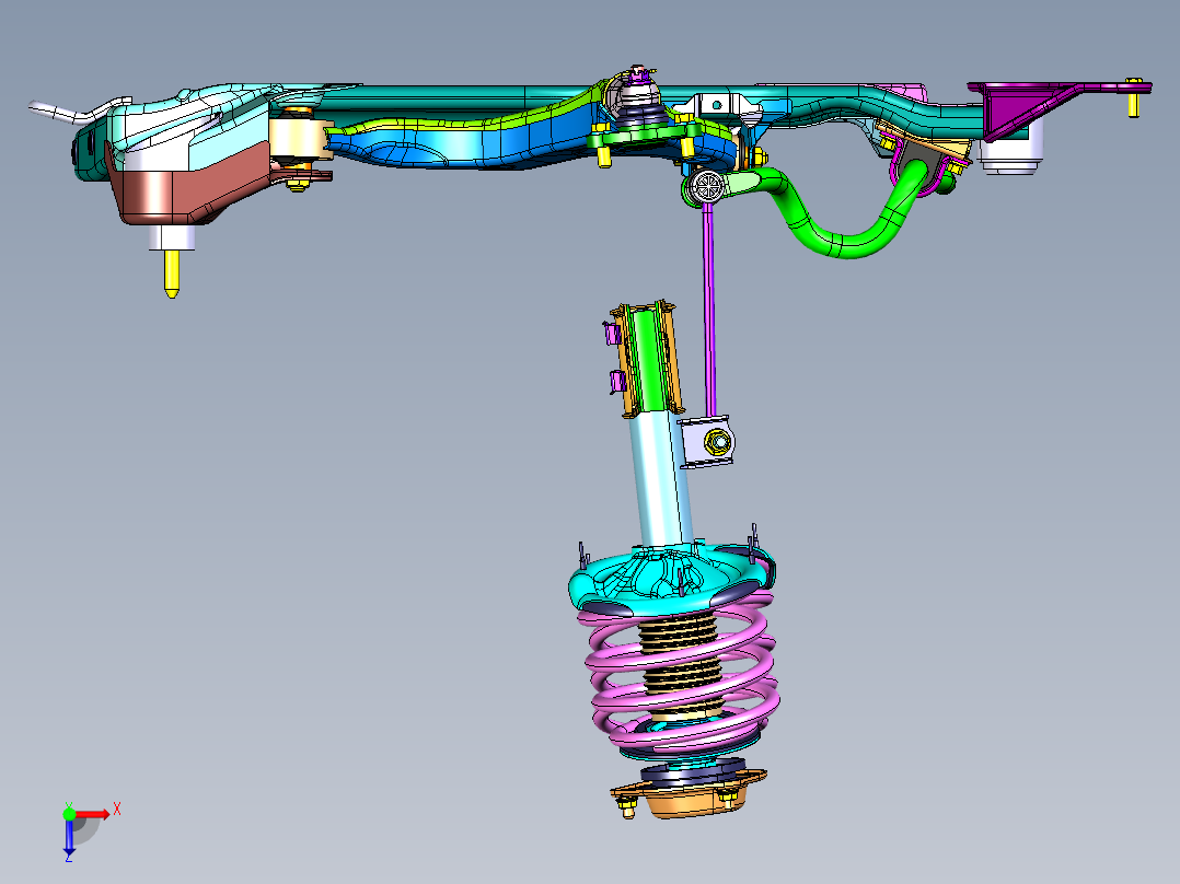 三厢轿车麦弗逊式独立前悬架俯视图