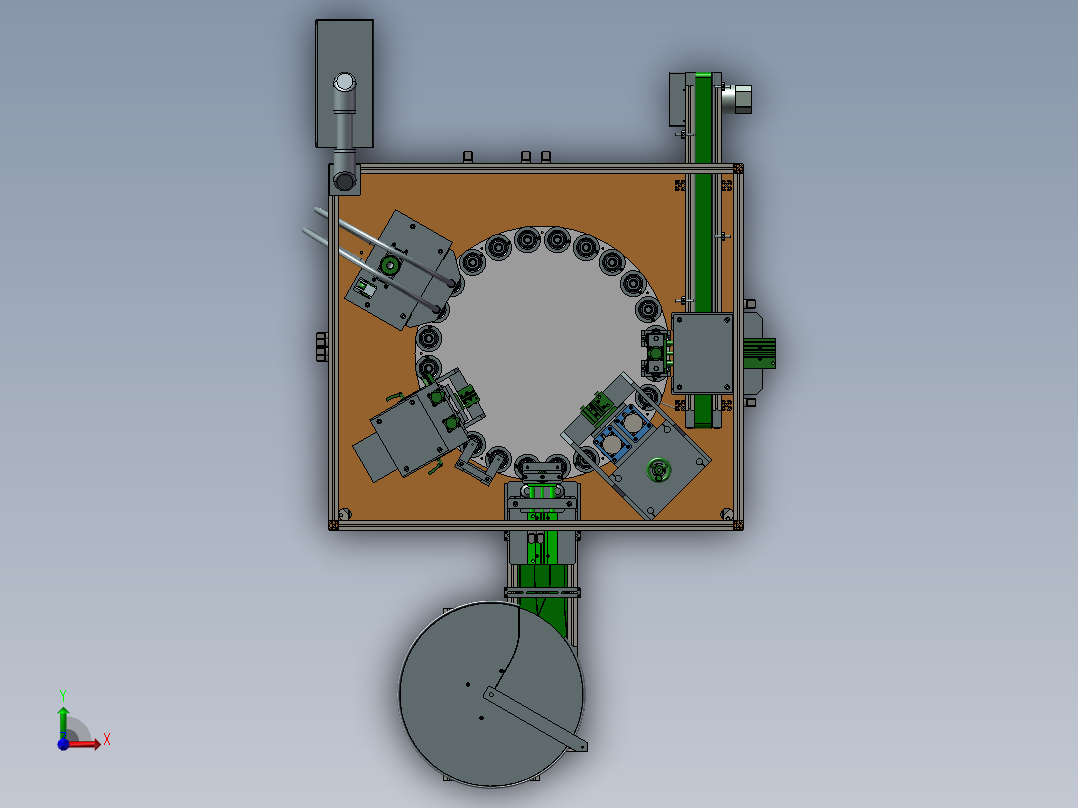 双头全自动活塞式液体灌装机3D图纸H283 非标自动化设备3D图纸前视图