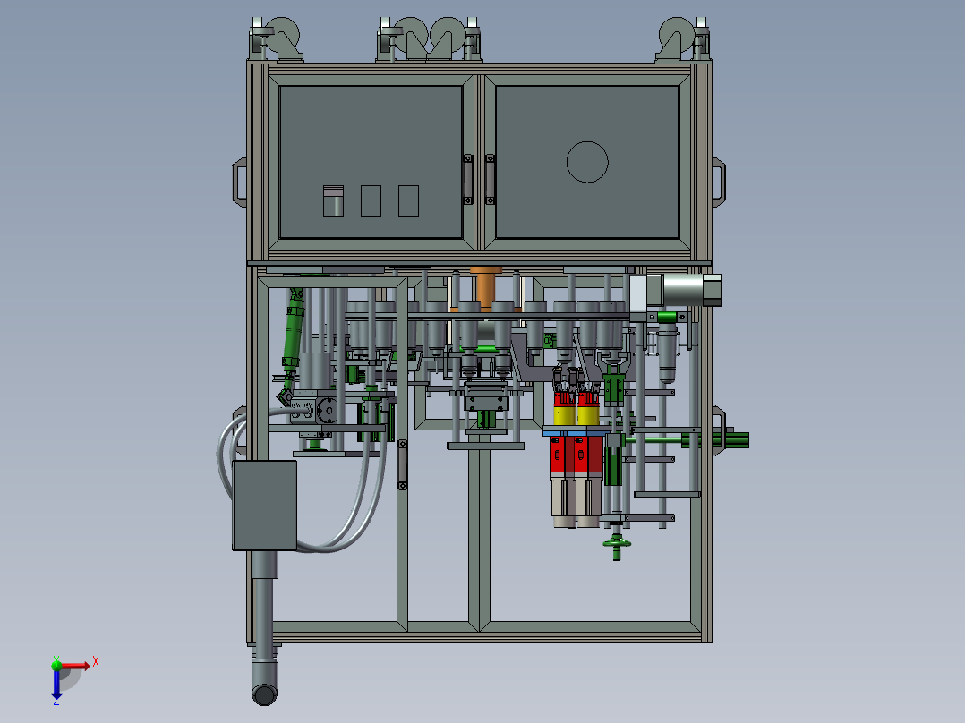 双头全自动活塞式液体灌装机3D图纸H283 非标自动化设备3D图纸俯视图