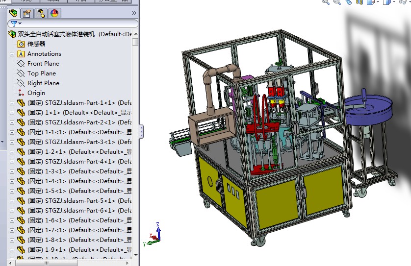 双头全自动活塞式液体灌装机3D图纸H283 非标自动化设备3D图纸