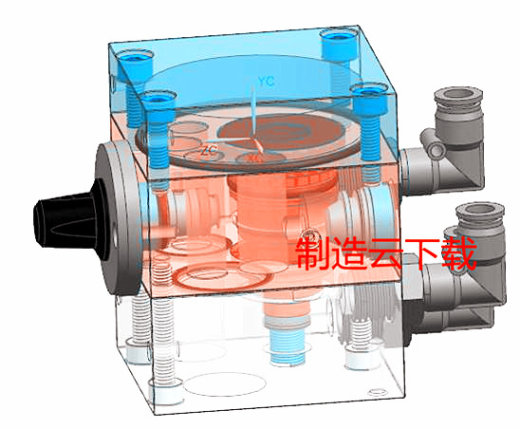 延时器（气动元件）3D图档和2D工程图3D模型缩略图
