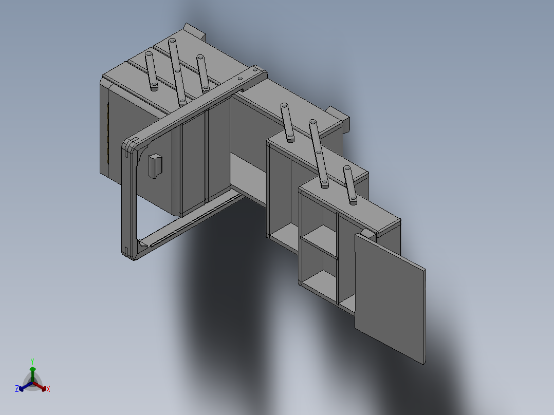solidworks 德国折叠箱子造型设计正等轴测图