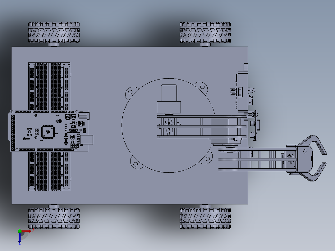 3 DOF Robotic Arm三自由度机械臂小车俯视图
