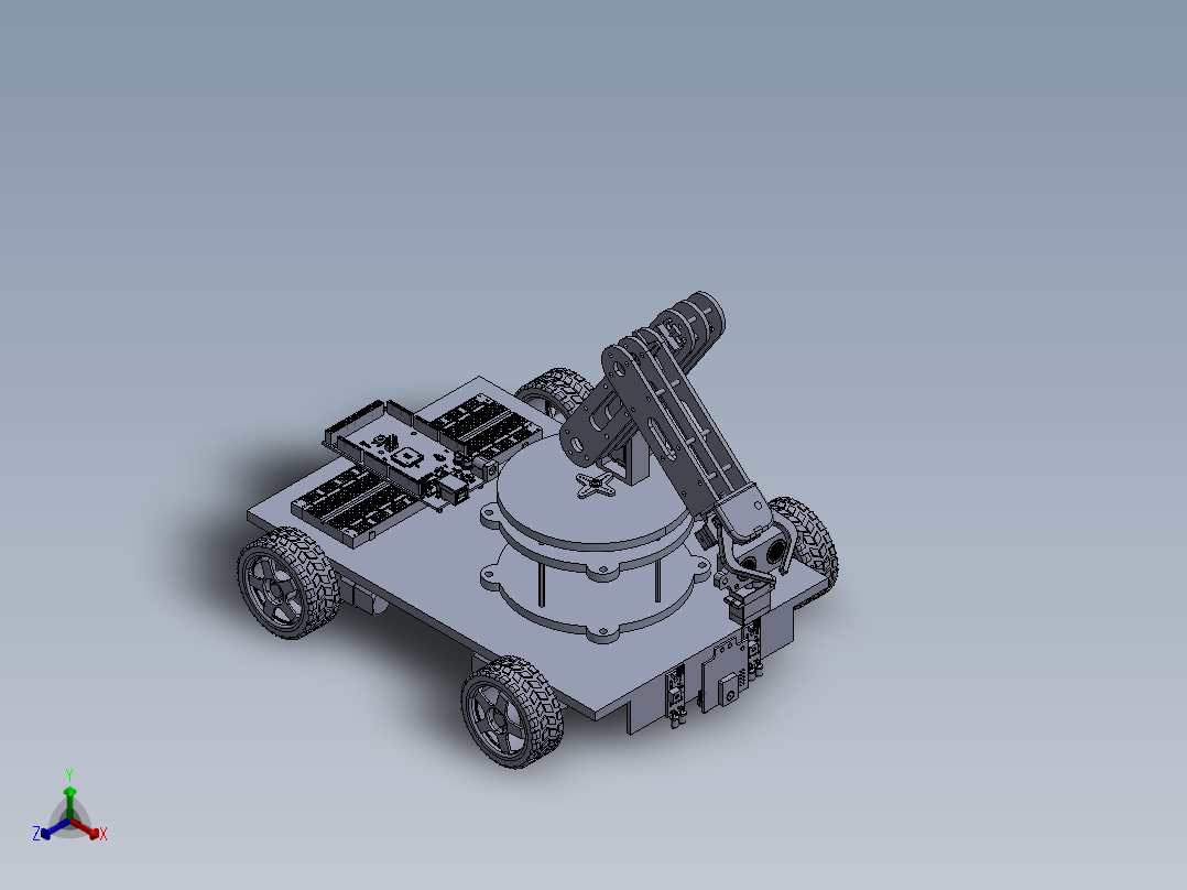 3 DOF Robotic Arm三自由度机械臂小车正等轴测图