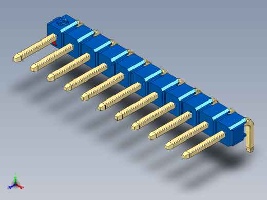 彩色公排针 100mil 2.54mm 系列-DS1022_blue_1x11p_100mil_TypeD_rev1.0
