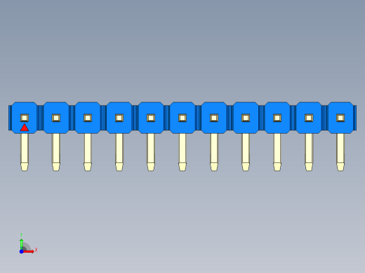 彩色公排针 100mil 2.54mm 系列-DS1022_blue_1x11p_100mil_TypeD_rev1.0前视缩略图