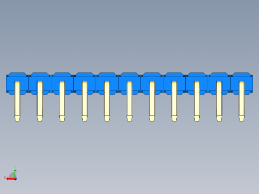 彩色公排针 100mil 2.54mm 系列-DS1022_blue_1x11p_100mil_TypeD_rev1.0后视缩略图