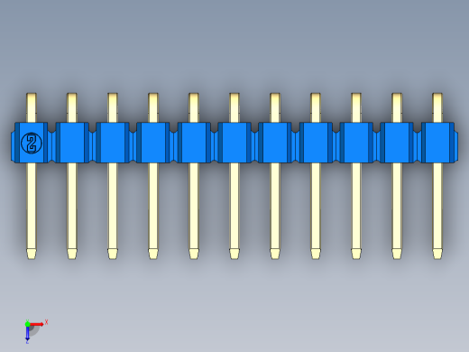 彩色公排针 100mil 2.54mm 系列-DS1022_blue_1x11p_100mil_TypeD_rev1.0俯视缩略图