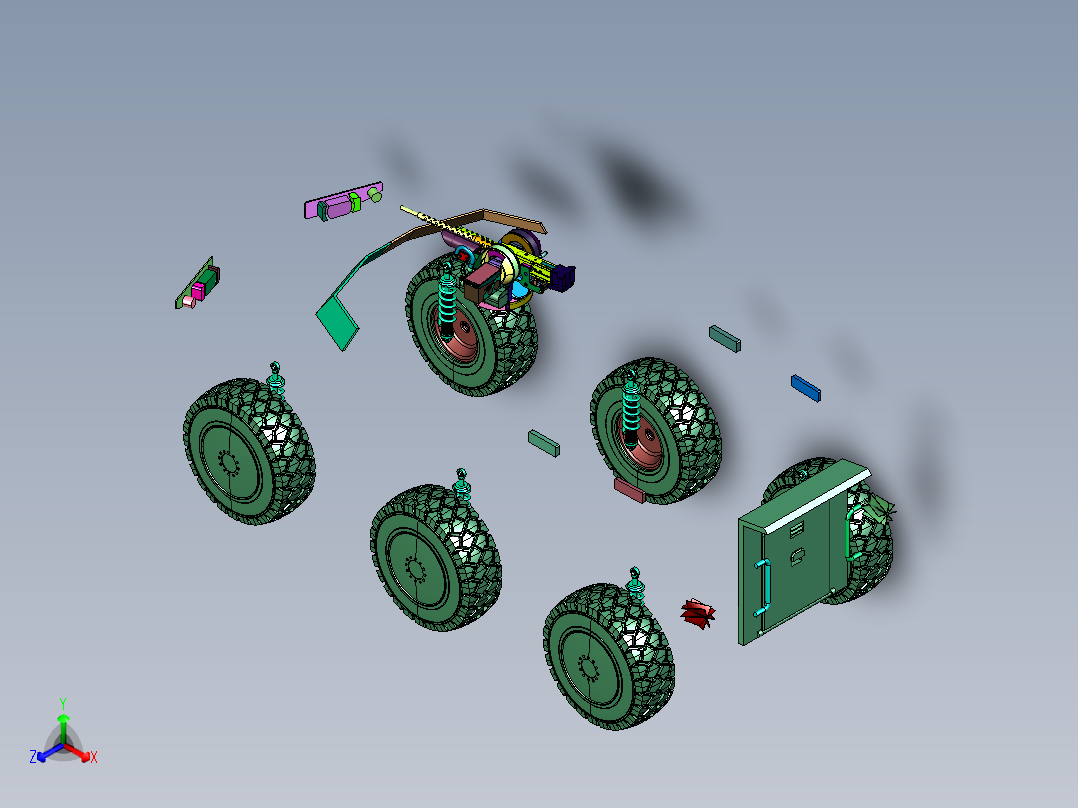 六轮型军用装甲车正等轴测图