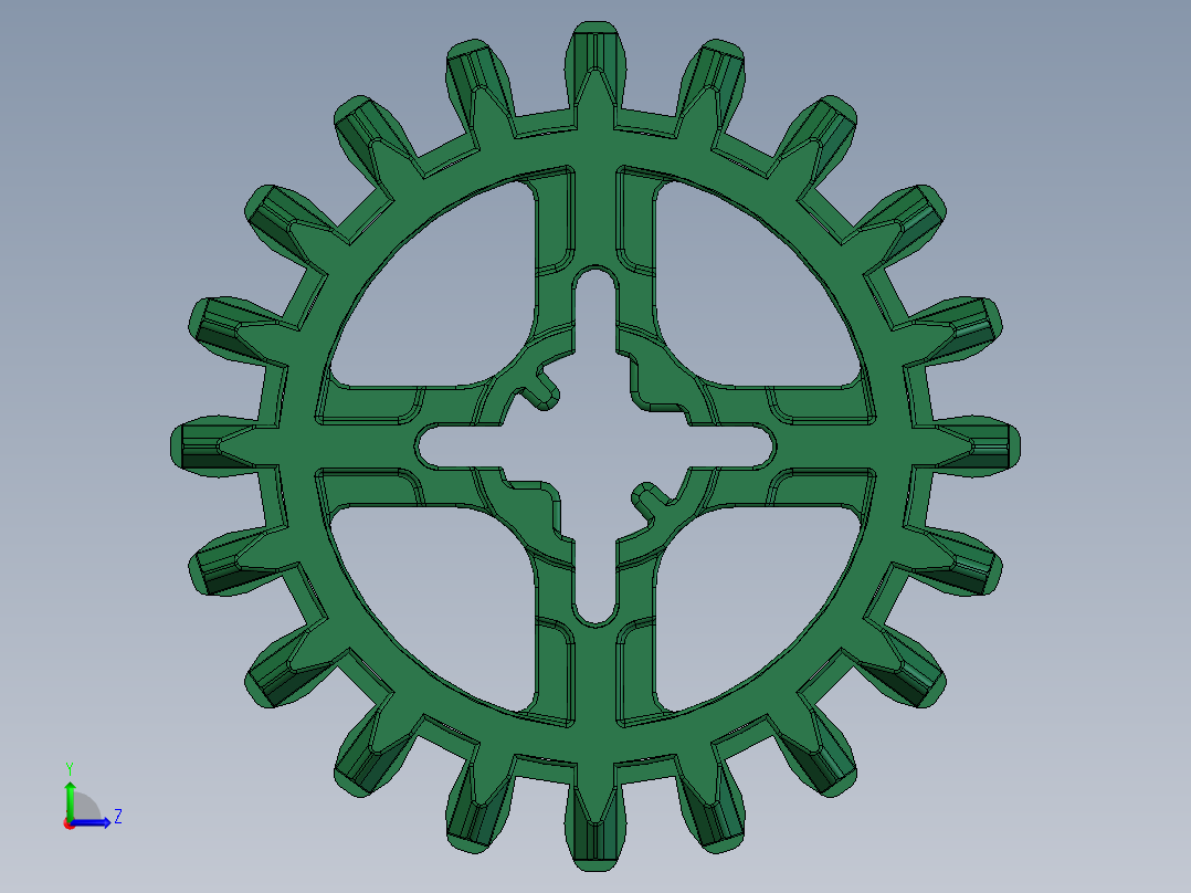 32269 Green Technic Gear 20 Tooth Double Bevel.SLDPRT左视图