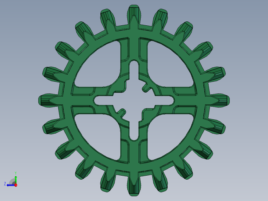 32269 Green Technic Gear 20 Tooth Double Bevel.SLDPRT右视图