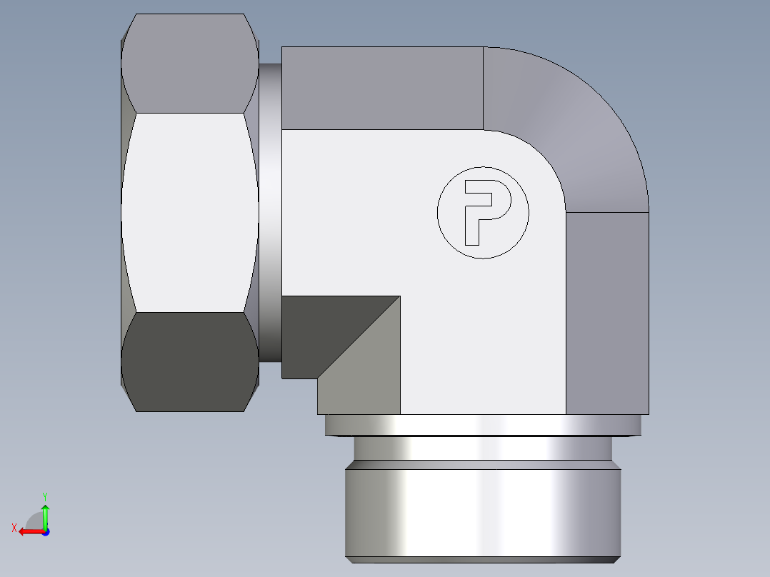 卡套式工业通用硬管接头EO_Male_stud_elbow_WE42LMCF后视图