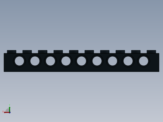 乐高机械组积木（横梁）-273026 Black Technic Brick 1 x 10 with Holes后视缩略图